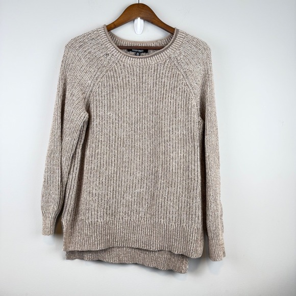 Ellen Tracy Sweaters - Roll Neck Ribbed Knit Marl Sweater Size Medium Oatmeal Coastal Earthy Minimalist